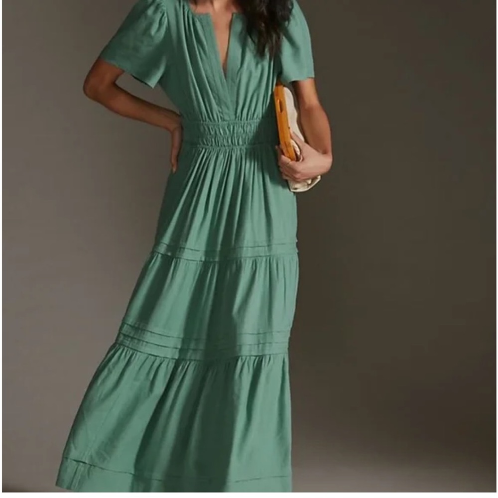 Anthropologie the Somerset Maxi Dress in Sea Green Size Small VGUC